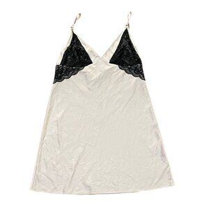 INC International Concepts Nightgown Medium Pink Black Lace Satin Chemise Slip